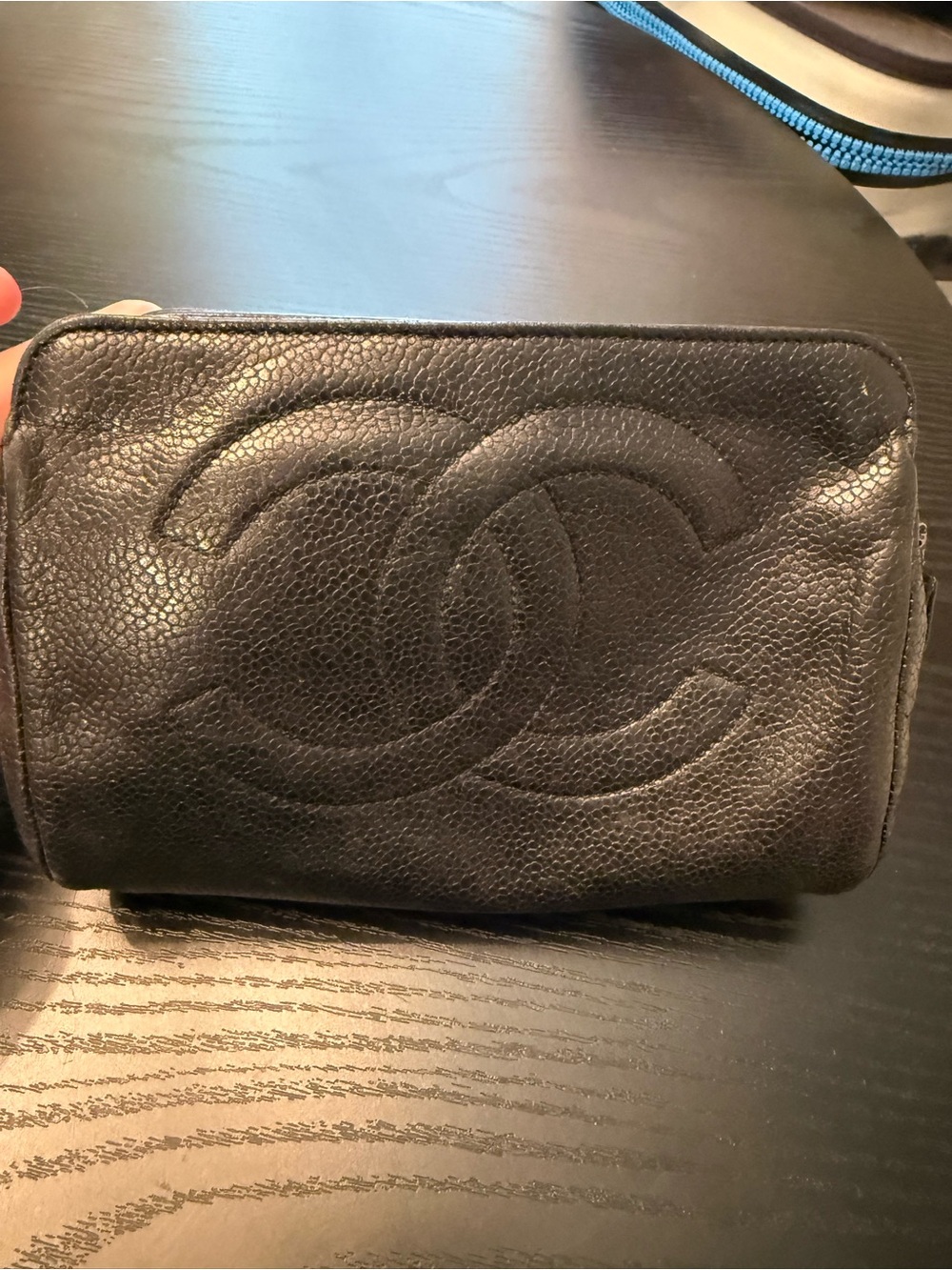 Chanel Embossed CC Leather Pouch - Black